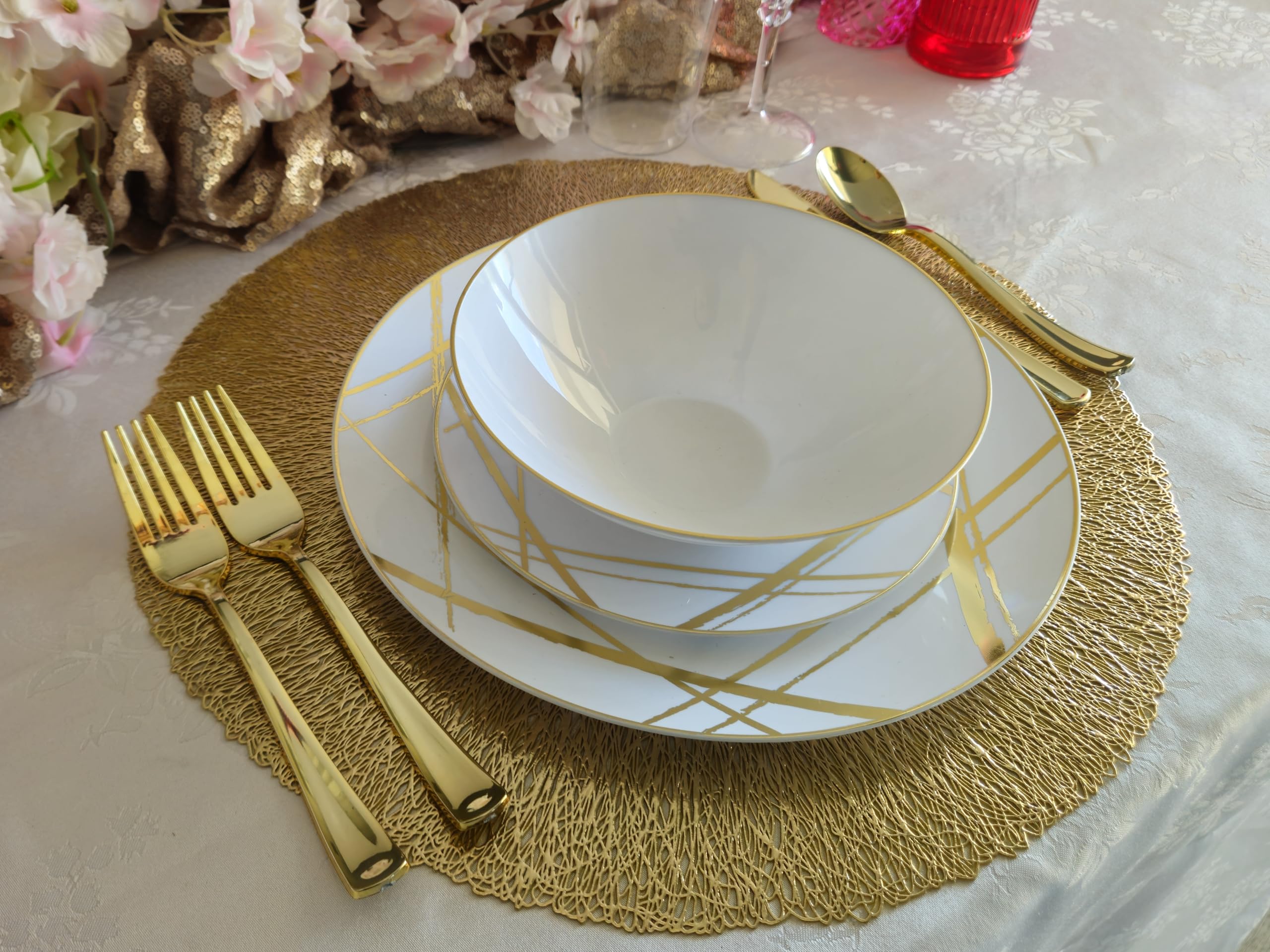 40-Pack Disposable Plastic Plates for Weddings & Parties - 10.25
