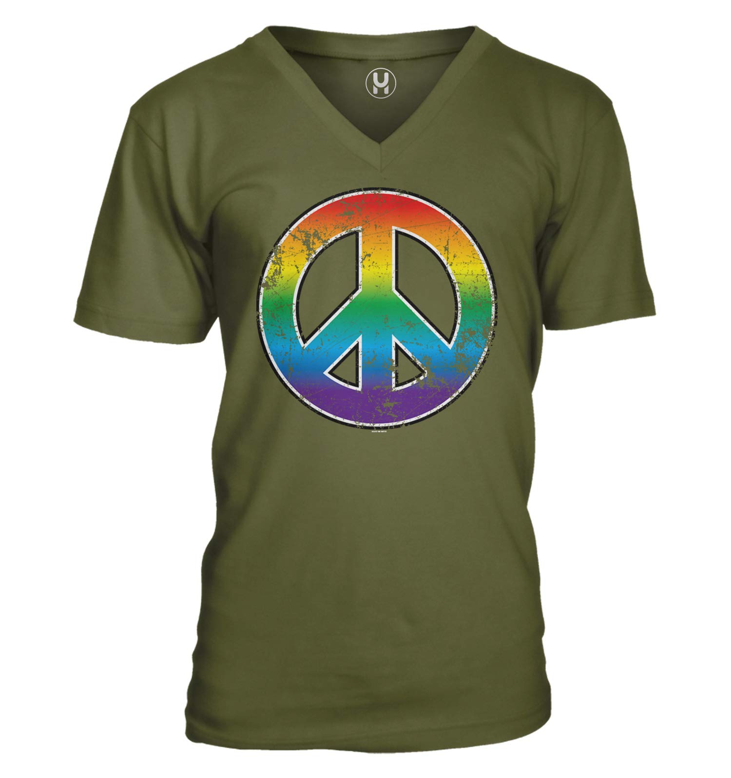 Rainbow Peace Sign LGBTQ Pride T-Shirt - Unisex V-Neck Gay Pride Shirt for Men & Women - Perfect for Pride Parades, LGBTQ Events & Ally Support