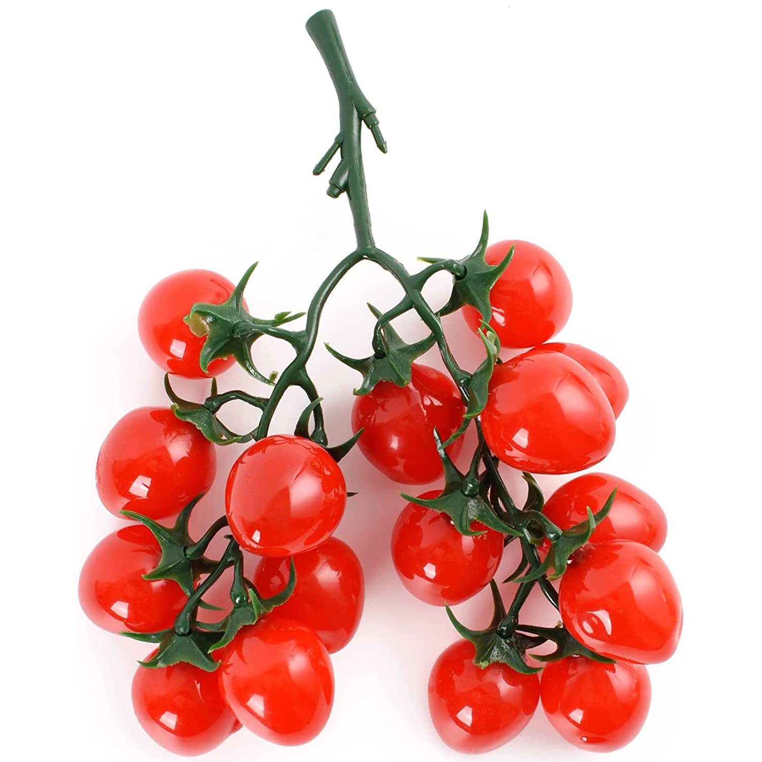 Lifelike Fake Cherry Tomatoes Artificial Fruit - 15 Piece Plastic Simulation Fruit Set for Kitchen Decor, Home Styling, Party Centerpieces, and DIY Crafts