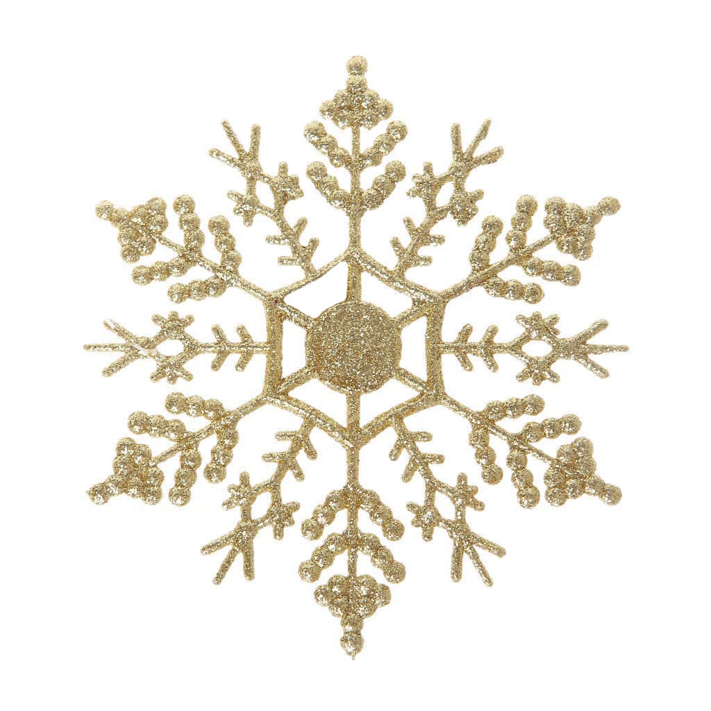4 Inch Gold Glitter Snowflake Ornaments - 36 PCS Plastic Christmas Tree Decorations for Xmas, Wedding, Party & Home Decor - Perfect for Holiday Decorating, Gift Giving and Festive Celebrations