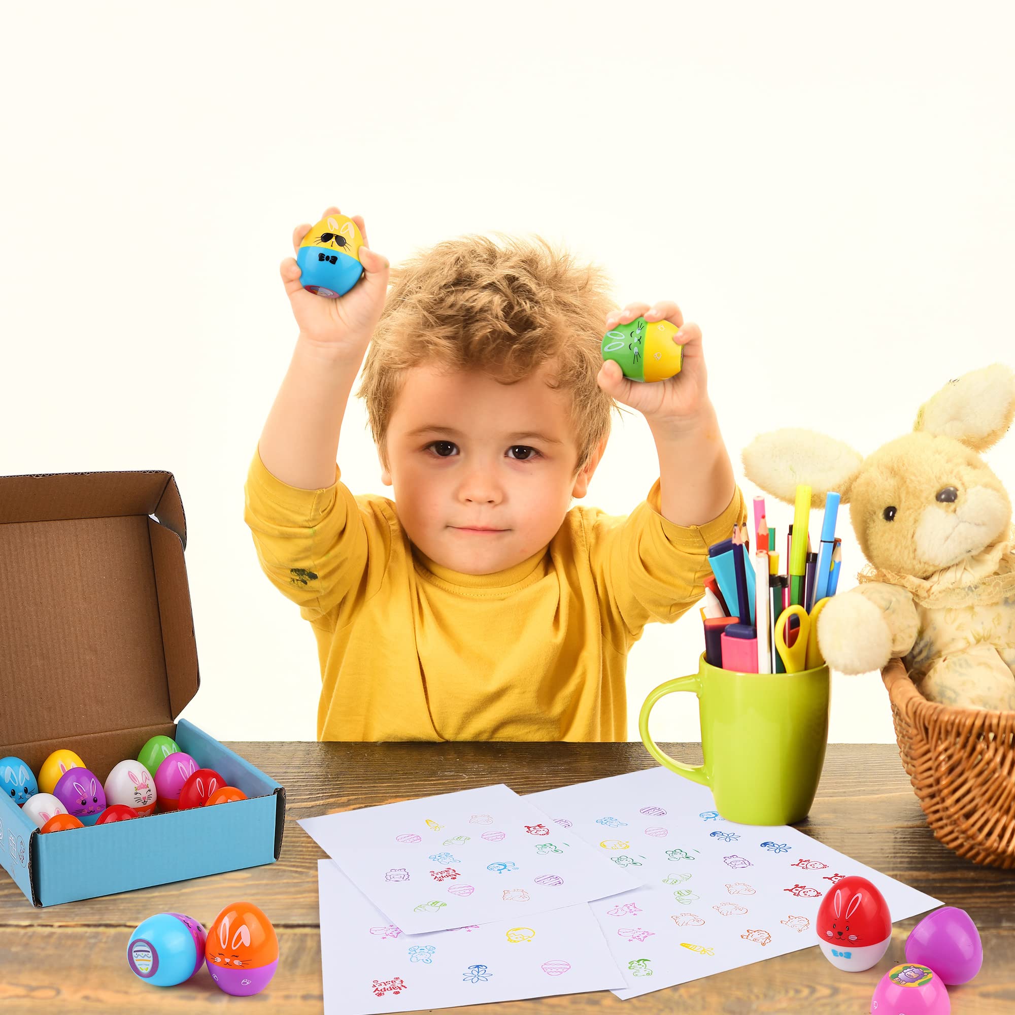 Fovths 16-Piece Self-Inking Easter Egg Stamp Set - DIY Decorating Stamps for Easter Party Favors, Basket Stuffers & Egg Hunts | Perfect for School Crafts & Holiday Celebrations