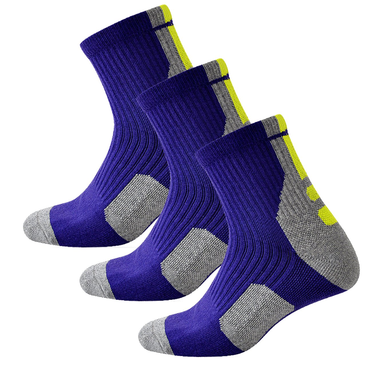 FOMANN Men's Athletic Cushioned Crew Socks 3-Pack - Breathable Moisture-Wicking Sports Socks for Basketball, Football & Running - Comfortable Performance Socks for Workouts & Daily Wear