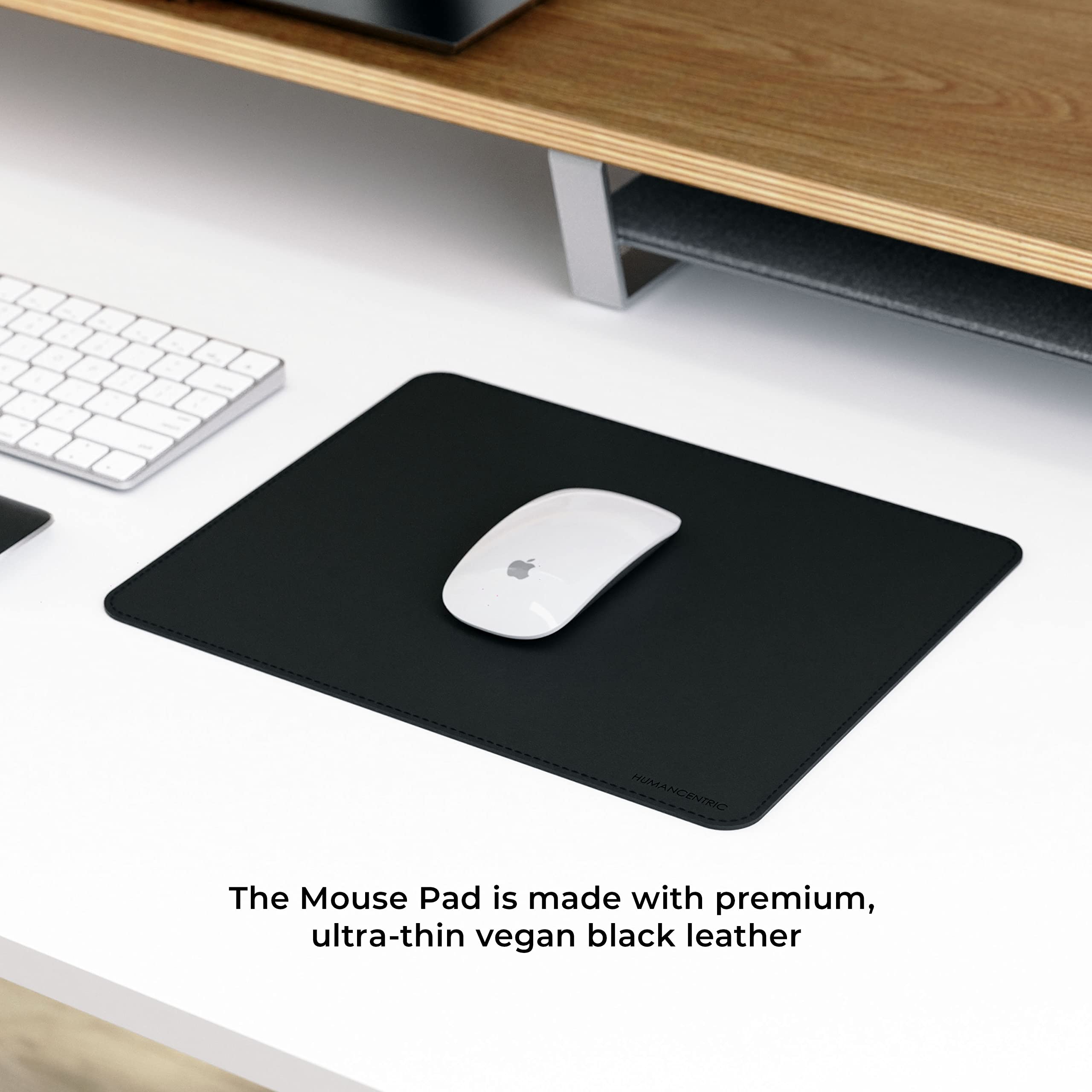 Premium Black Vegan Leather Mouse Pad - Ultra Thin Non-Slip Desk Mat for Computer, Laptop & Office Use | 11.25