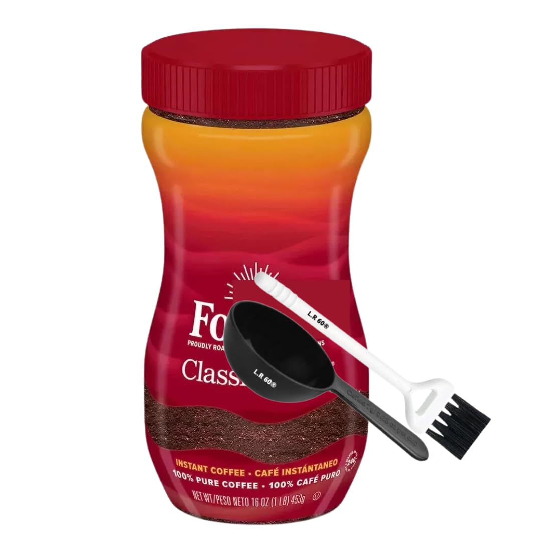 Classic Roast Instant Coffee - 16oz (1lb) with Free Coffee Spoon & Brush | Rich & Smooth Flavor | Perfect for Home, Office & Travel | Quick & Easy Brewing