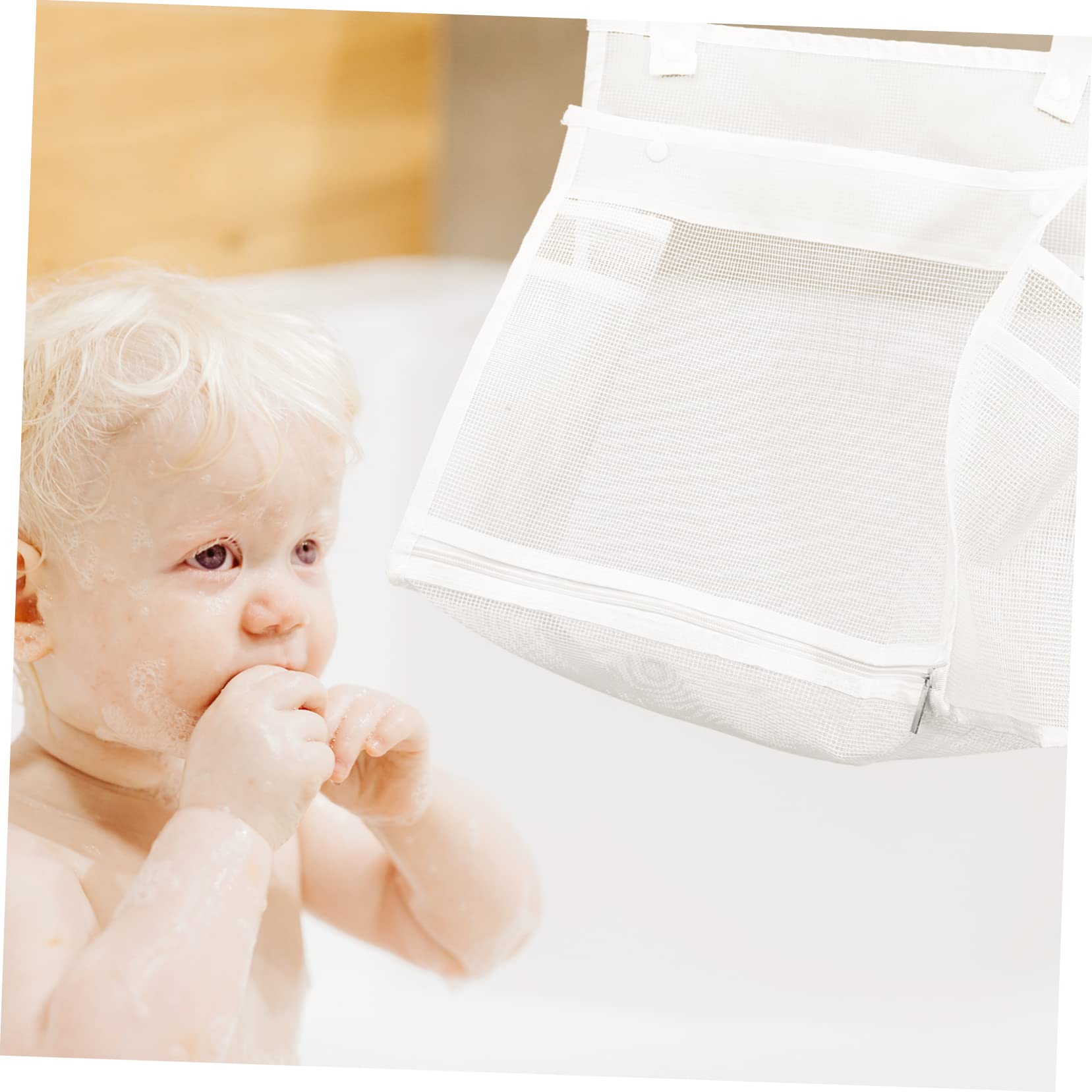 UPKOCH 3-Piece Bath Toy Organizer Set - Mesh Storage Bags for Kids Bath Toys, Durable Waterproof Toy Net for Bathtub Organization (White) - Perfect for Baby Bath Time & Nursery Toy Storage