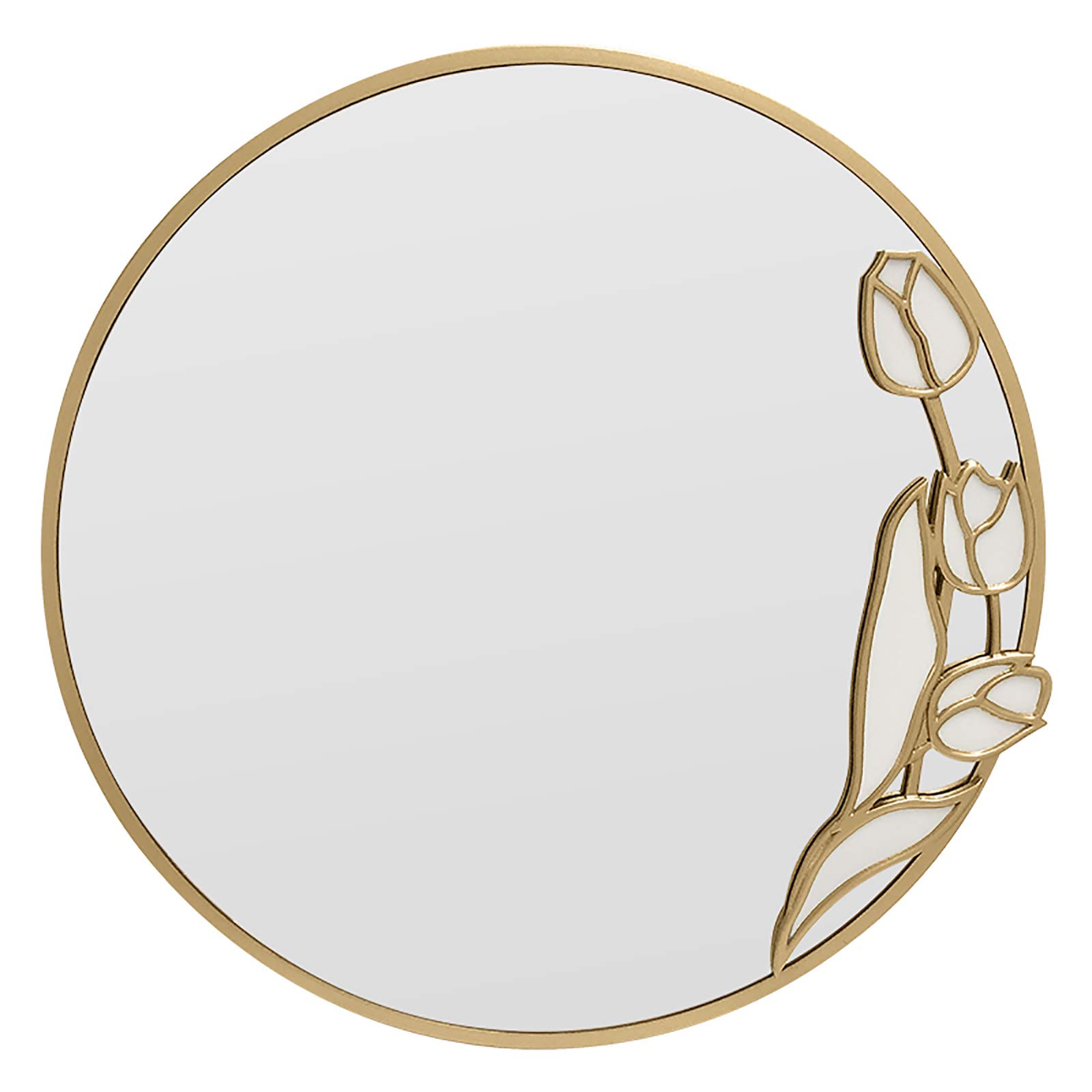 Modern Geometric Round Gold Metal Wall Mirror - Stylish Bathroom, Living Room, Bedroom & Fireplace Decor - Elegant Hanging Mirror for Home & Office Spaces
