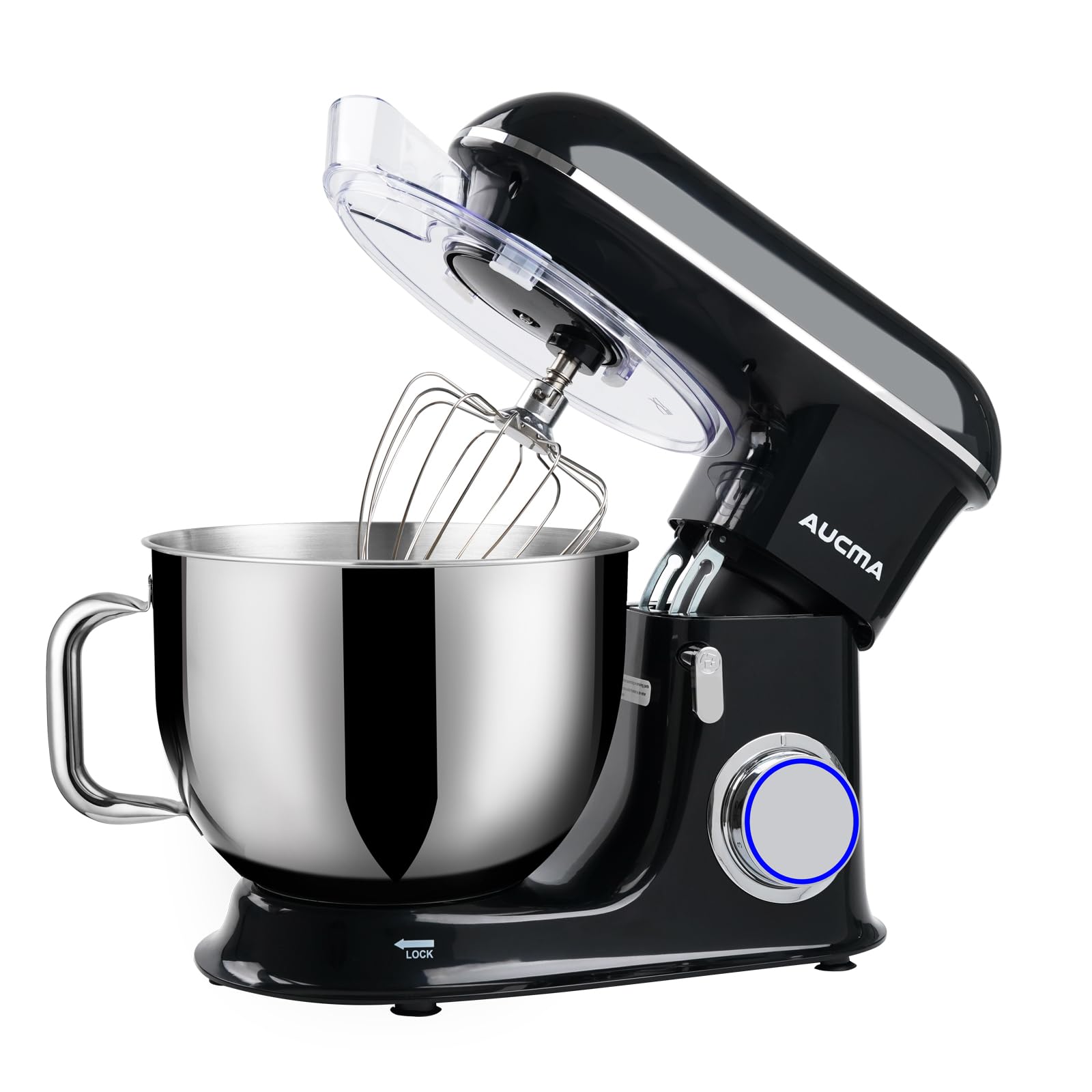 **Aucma 8.5QT 900W Tilt-Head Stand Mixer - Large Capacity Electric Kitchen Mixer with Dough Hook, Wire Whip & Beater (Black) - Perfect for Baking Bread, Cakes, Cookies & More**