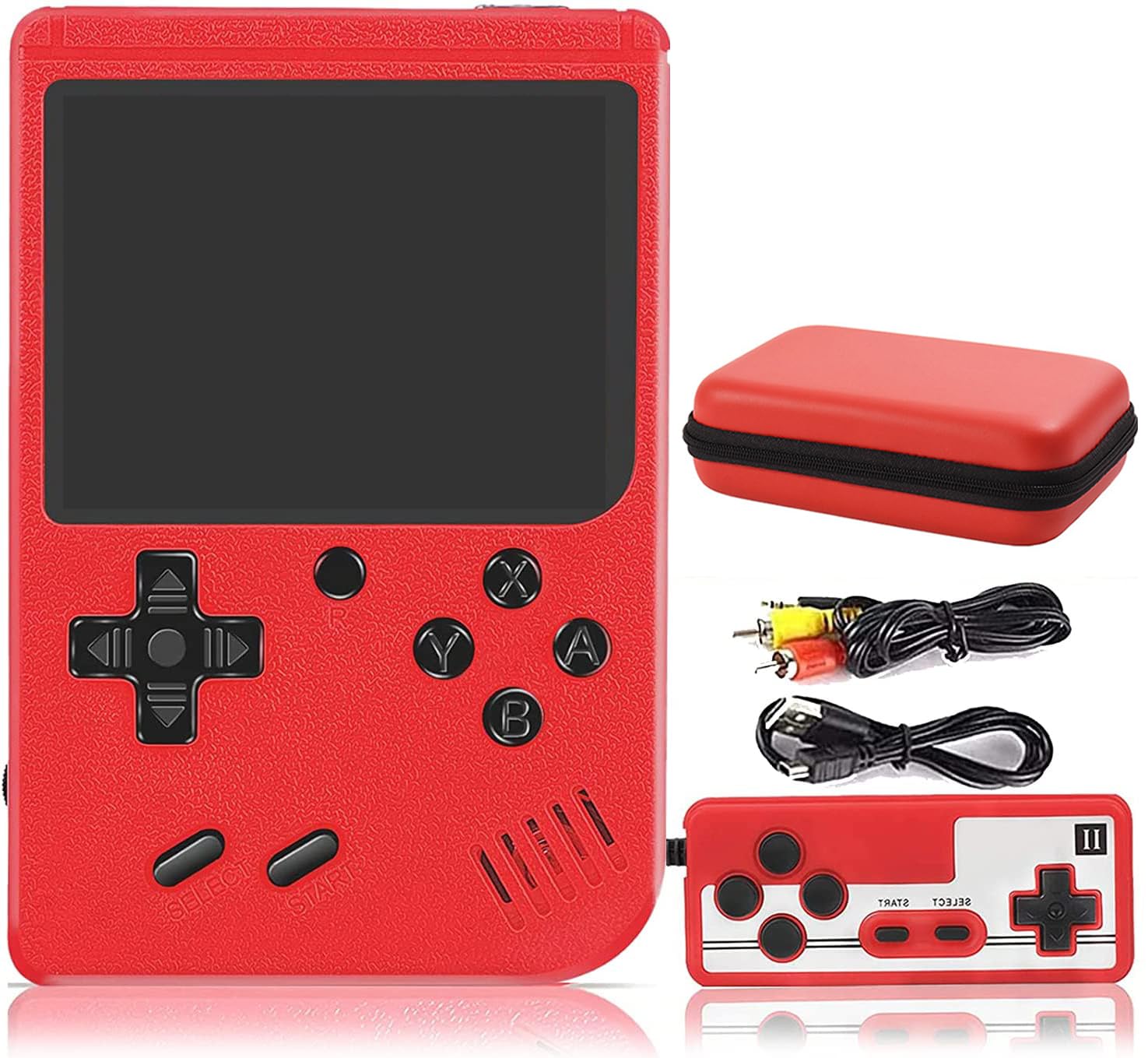 Retro Gameboy Handheld Console with 400 Classic FC Games - 3.0 Inch Screen, 1200mAh Rechargeable Battery, TV Output & 2-Player Mode - Portable Mini Gaming Device for Kids & Adults (Red) - Perfect for Travel, Gifts, and Family Entertainment