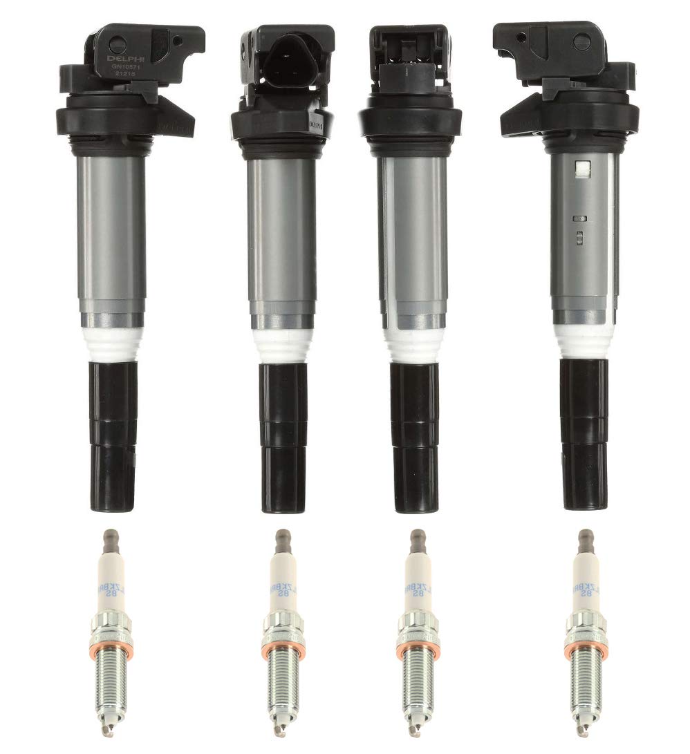 Delphi Ignition Service Kit - 4 Coils & Spark Plugs for BMW 3 Series 5 Series X3 X5 | High Performance Replacement Parts for Smoother Engine Start & Acceleration