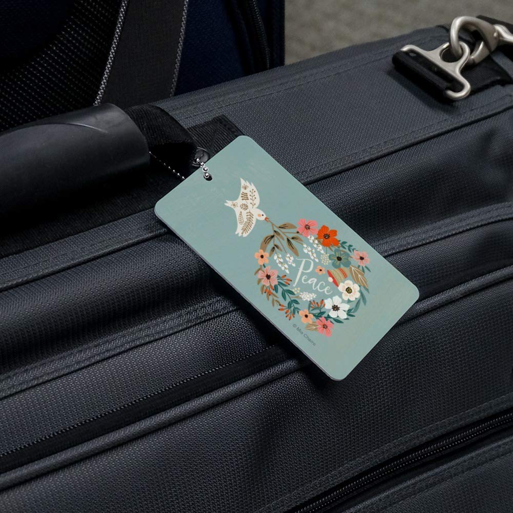 Christmas Peace Wreath Dove Bell Luggage Tag - Elegant Suitcase ID Tag for Carry-On Bags | Perfect Holiday Travel Accessory & Gift Idea