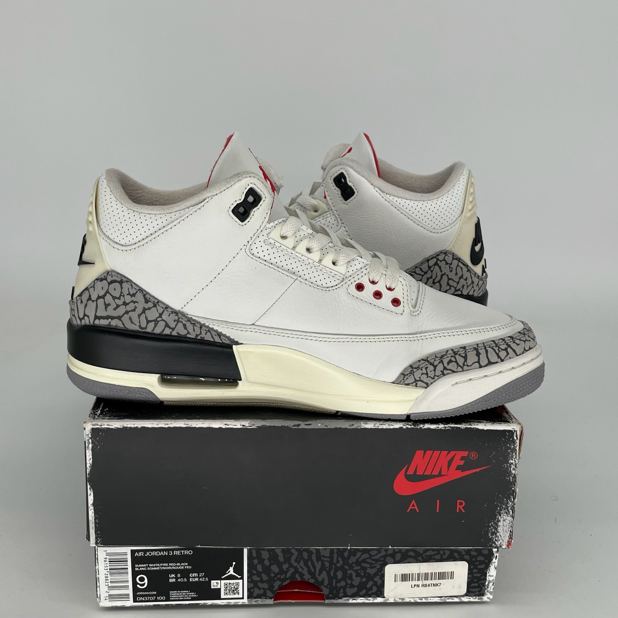AIR JORDAN 3 REIMAGINED WHITE CEMENT SNEAKERS - MEN'S SIZE 9 (DN3707-100) - Authentic Retro Basketball Shoes for Streetwear & Casual Outfits