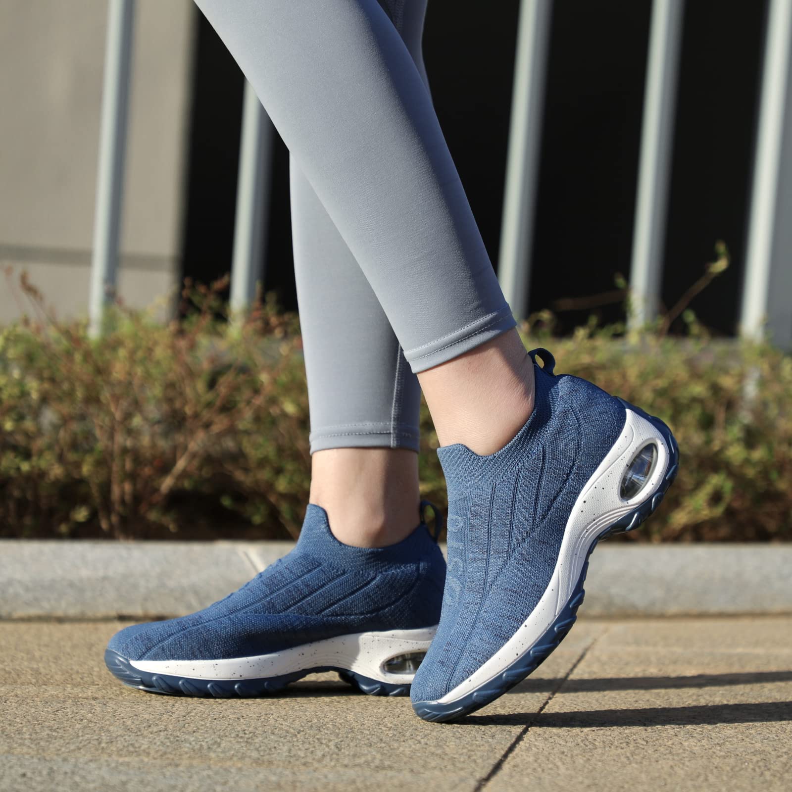 STQ Women's Slip-On Breathable Mesh Walking Shoes - Comfortable Fashion Sneakers with Wedge Platform for Casual Wear, Work & Travel
