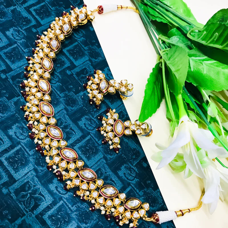 Exquisite Gold Plated Royal Kundan Necklace & Earrings Set | Indian Bridal Jewelry | Perfect for Weddings, Parties & Special Occasions