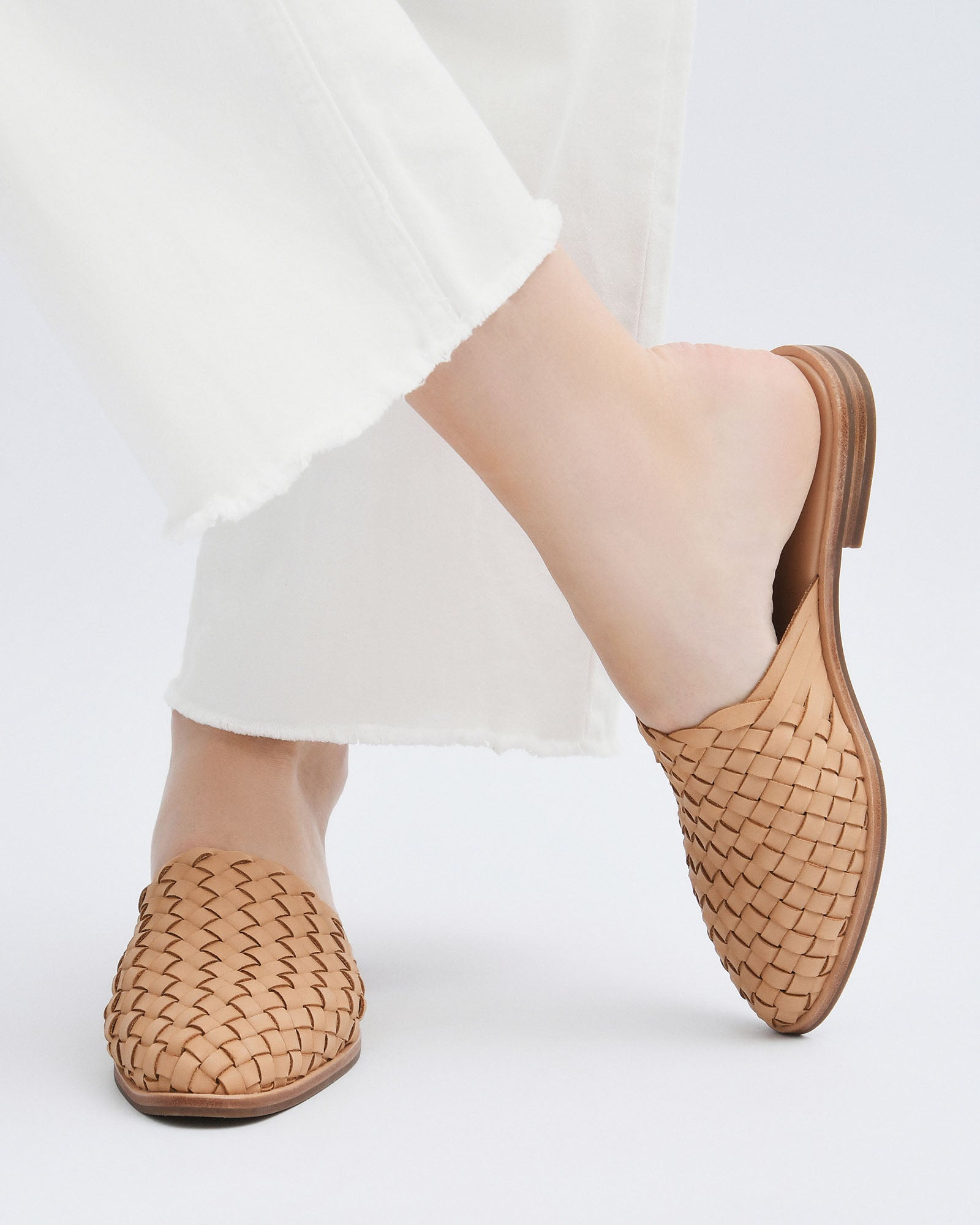 WEAVER Casual Leather Flats for Women - Tan Comfortable Slip-On Shoes for Work, Travel & Everyday Wear
