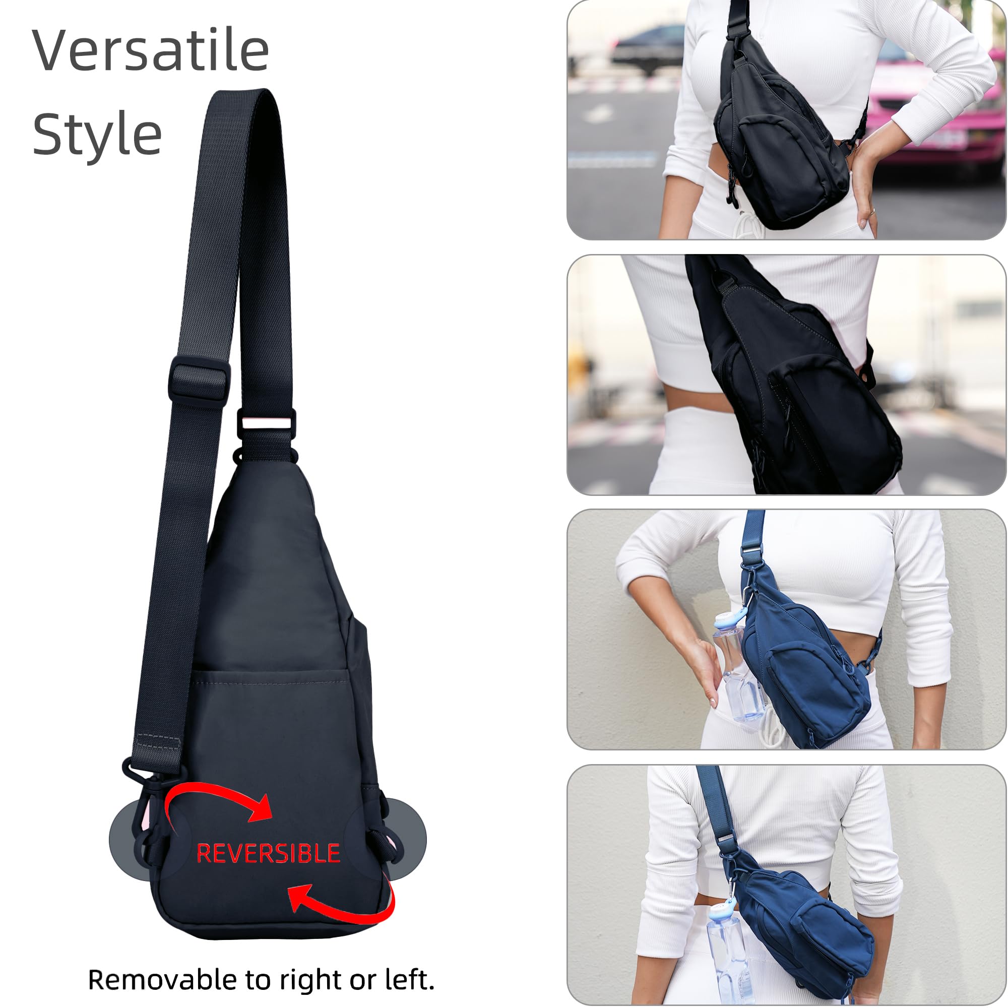 FREE ROCK Mini Crossbody Sling Bag - Nylon Hiking Backpack for Women & Men (Black) - Perfect for Outdoor Adventures & Travel