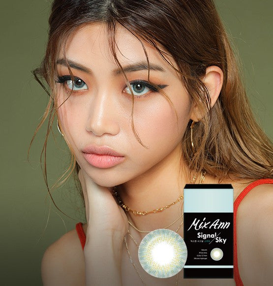 Premium Silicone Hydrogel Contact Lenses (2-Pack) - Buy 1 Get 1 Free - MIX ANN SIGNAL SKY Color - Comfortable Daily Wear for Cosplay, Halloween & Special Events