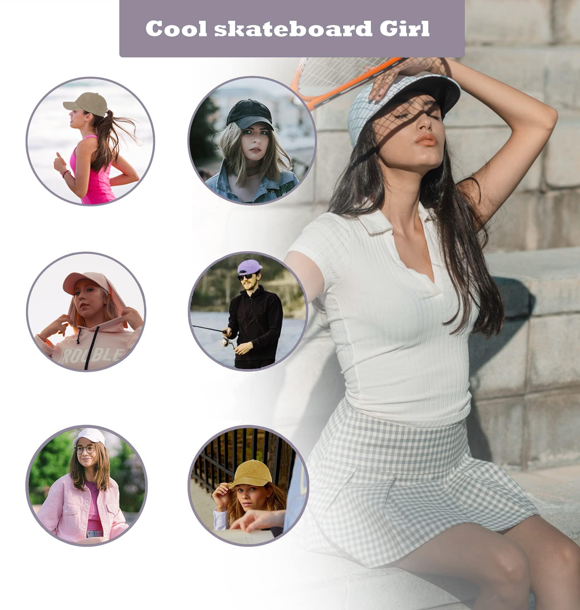 Durio Women's Baseball Caps - Adjustable Summer Sun Visor Hat for Women & Men | Cute Sporty Style for Outdoor Activities, Beach, Running & Casual Wear