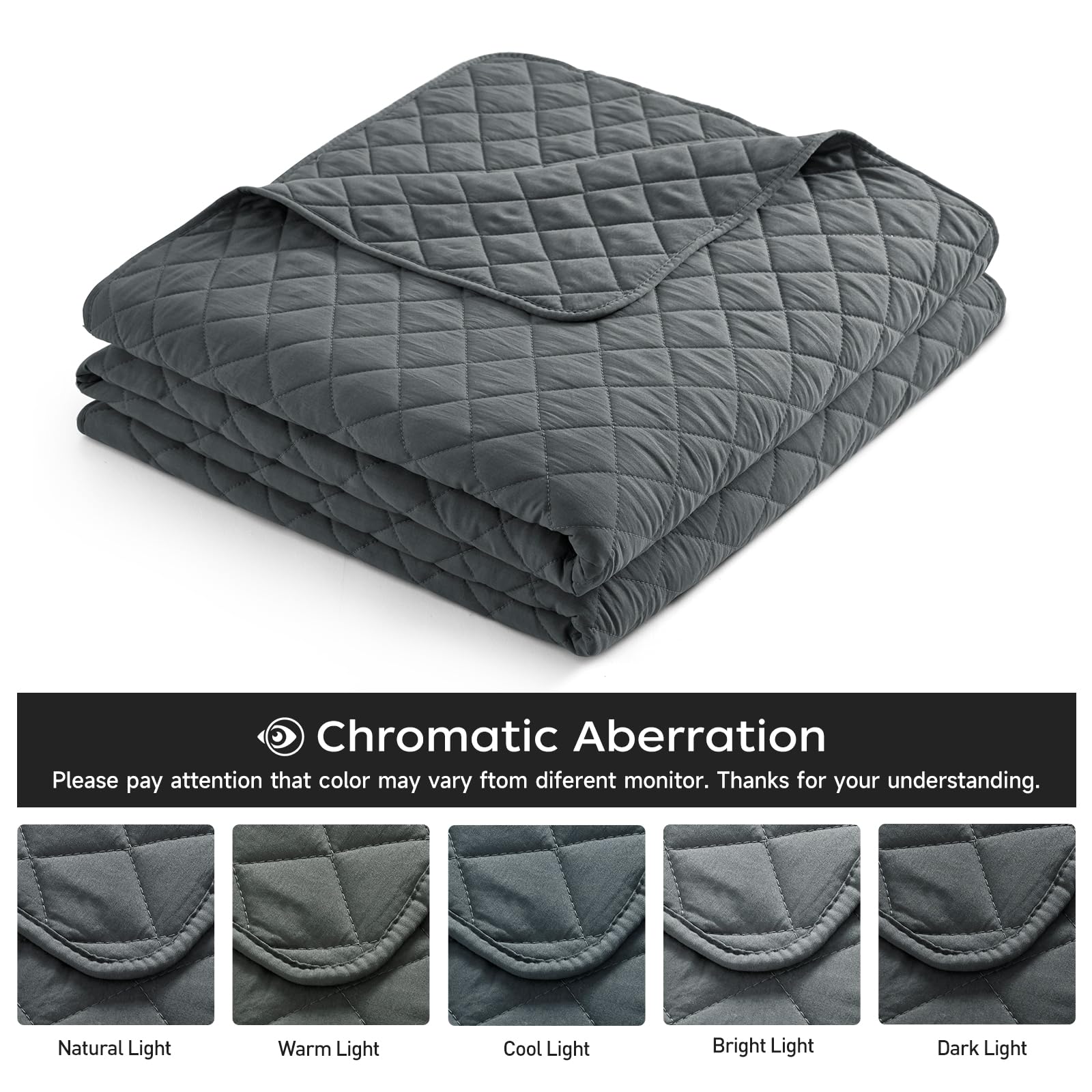 Safonory Dark Grey Quilt Full/Queen Size - Ultra Soft Lightweight Microfiber Diamond Stitched Bedspread Set - 3 Piece Gray Coverlet for Queen Bed (1 Quilt + 2 Shams) | Breathable Summer Bedding for Guest Rooms & Master Bedrooms