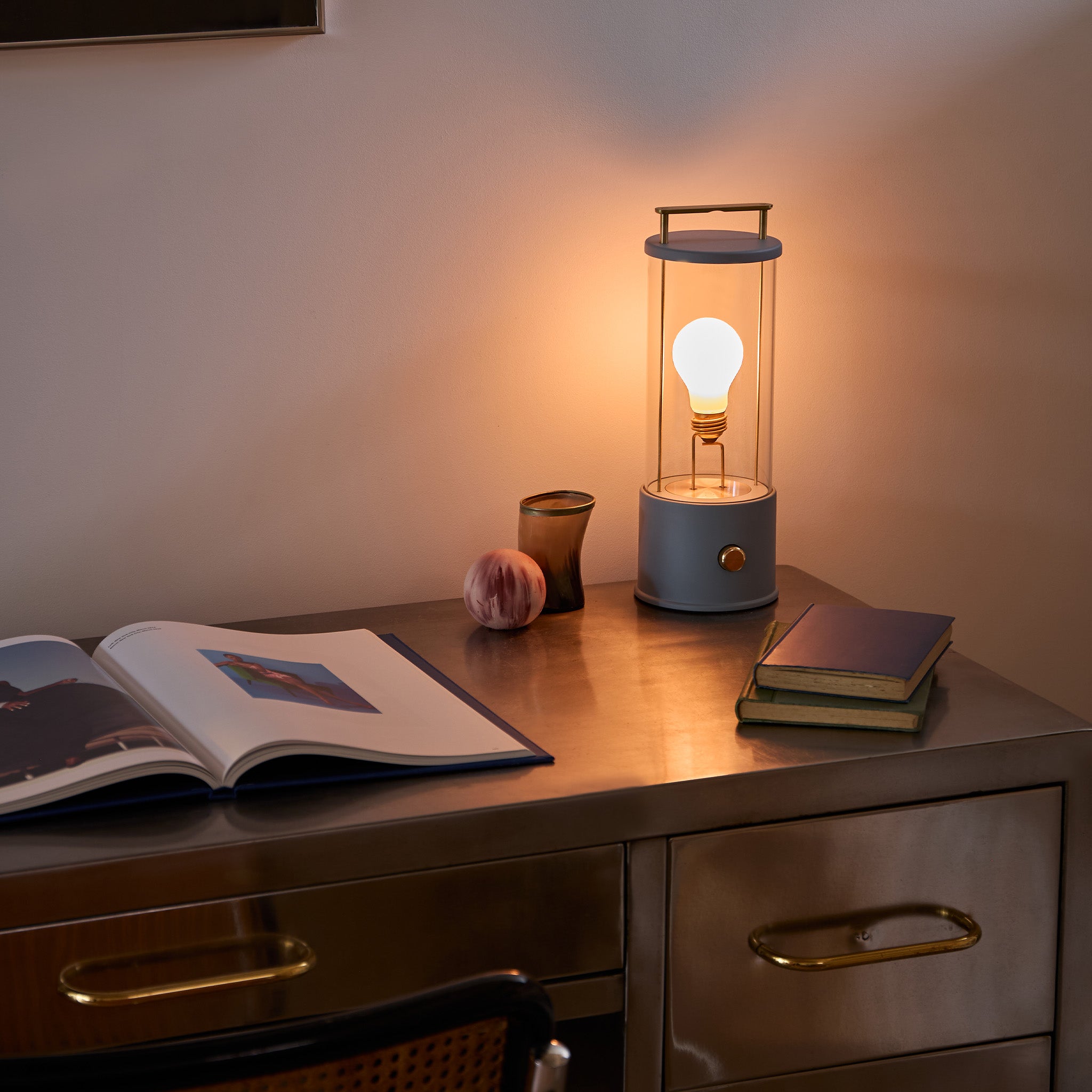 The Muse Portable Lamp in Selvedge Blue - Rechargeable LED Desk Light for Reading, Travel & Nightstand - Perfect for Bedroom, Office & Camping