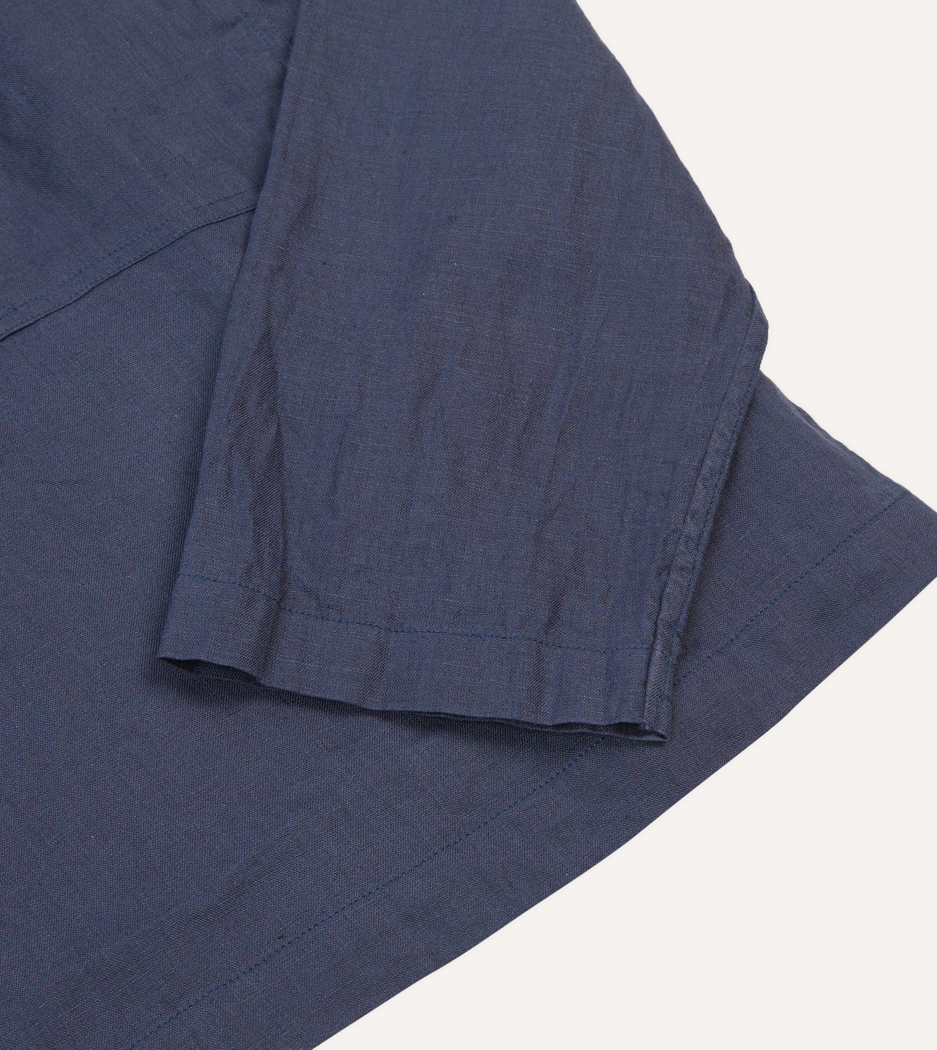 Navy Blue Linen Mandarin Collar Popover Shirt for Men | Casual Summer Breathable Button-Up Shirt | Perfect for Beach, Vacation & Outdoor Activities