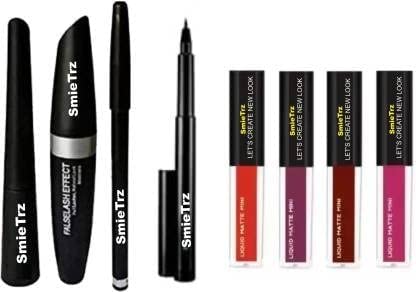 SMIETRZ 4-in-1 Matte Liquid Eyeliner, Mascara, Kajal & Eyebrow Pencil - 4.5ml (Black) | Waterproof & Long-Lasting | Perfect for Everyday Makeup, Smokey Eyes & Bold Brows