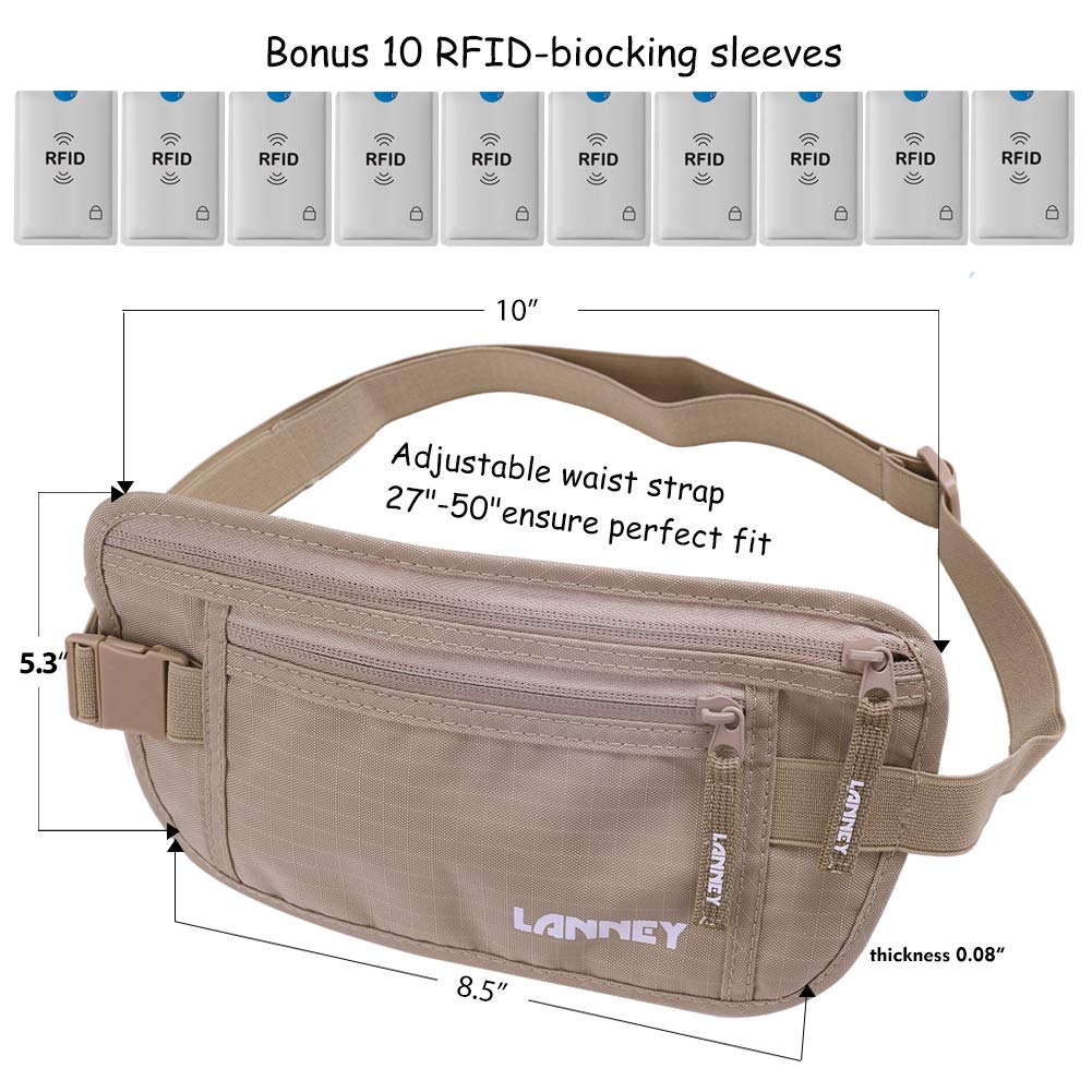 RFID Blocking Money Belt for Travel - Slim Hidden Wallet for Women & Men - Perfect for Airports, Hiking & Secure Travel