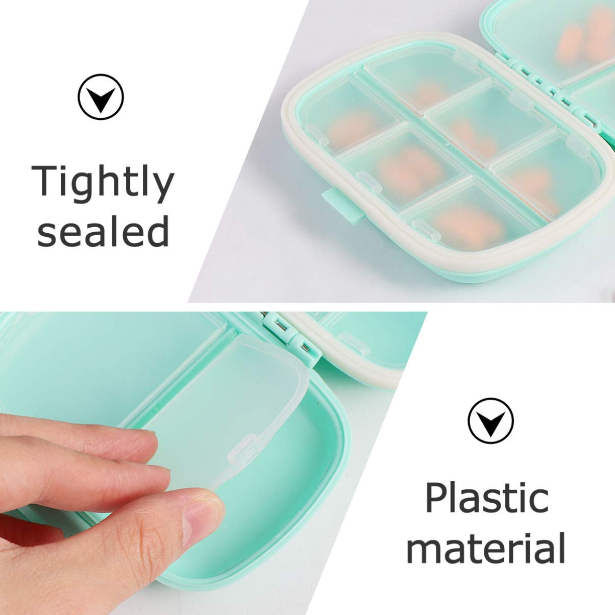 4-Pack 8-Compartment Double Seal Ring Pill Organizer - Portable Travel Pill Case with Secure Locks - Mini Plastic Pill Holder for Daily Medication, Vitamins & Supplements - Perfect for Travel, Gym & On-the-Go Use