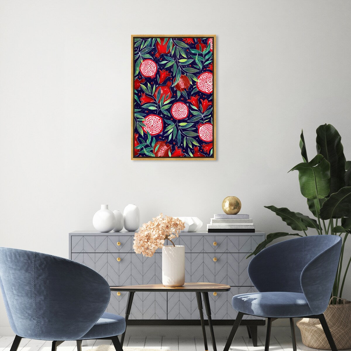 Blooming Tropical Flowers Framed Canvas Wall Art - White Cabin & Lodge Decor for Kitchen, Living Room, Bedroom | Nature Inspired Floral Print for Home & Office