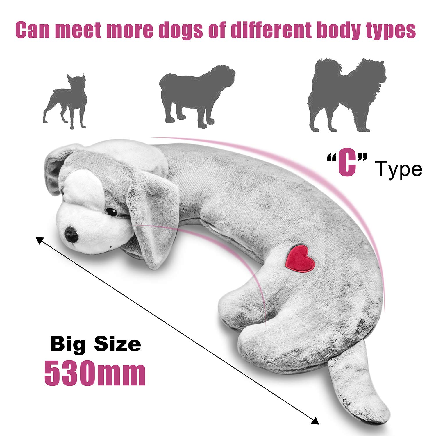 Calming Heartbeat Toy for Dogs - Anxiety Relief & Behavioral Training Aid - Soft Plush Grey Puppy Toy for Stress Relief, Separation Anxiety, and Comfort - Perfect for Puppies, Adult Dogs, and Travel Use