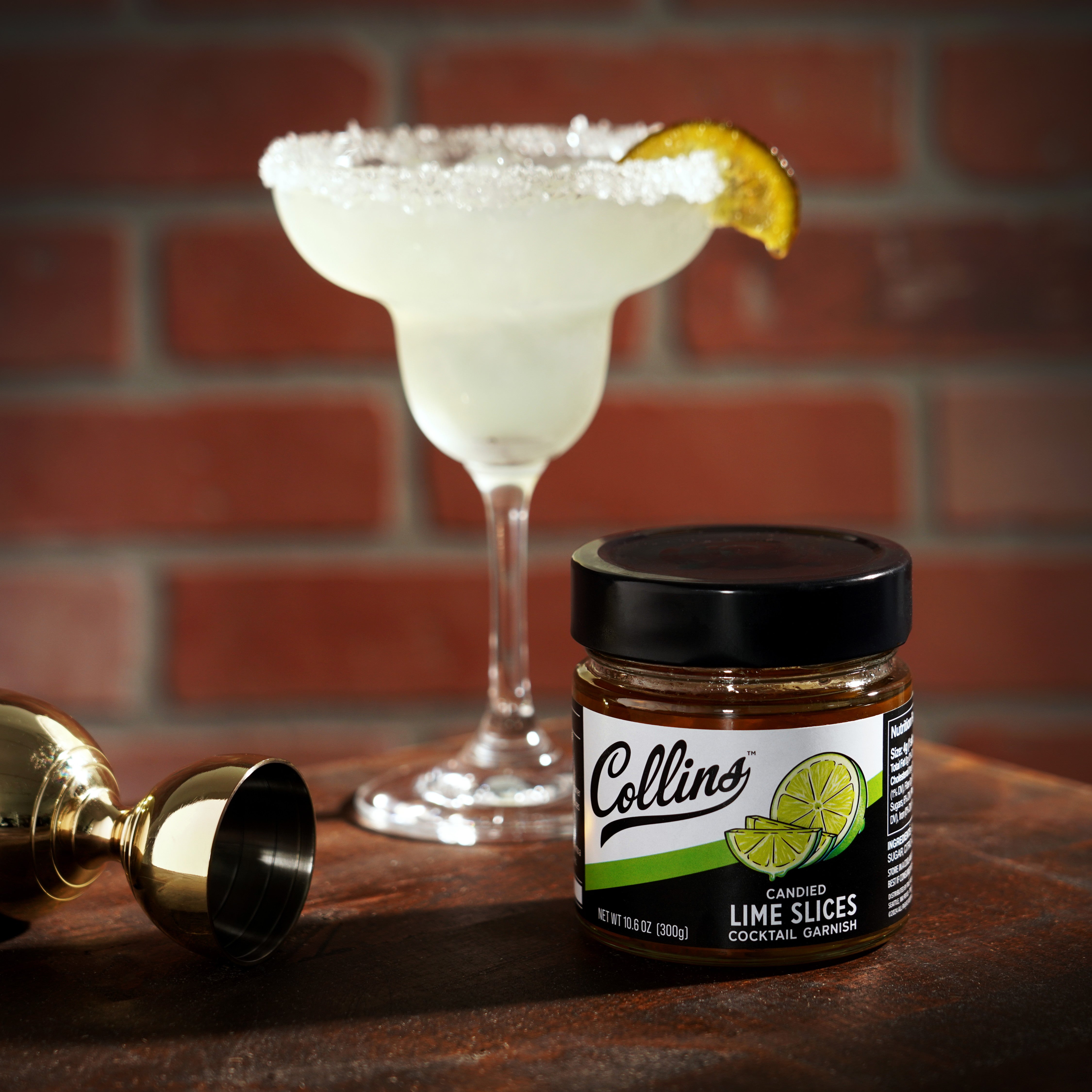 Collins Candied Lime Slices in Syrup 10.6 oz - Sweet & Tangy Cocktail Garnish for Mojitos, Desserts & Baking