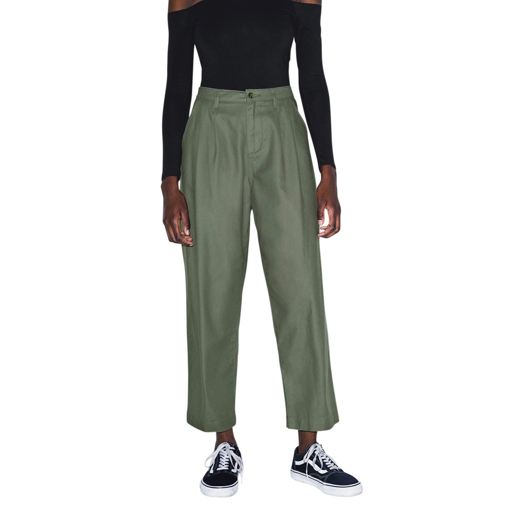 American Apparel Women's Twill Pleated Pants - High Waisted Office Trousers for Business Casual & Workwear