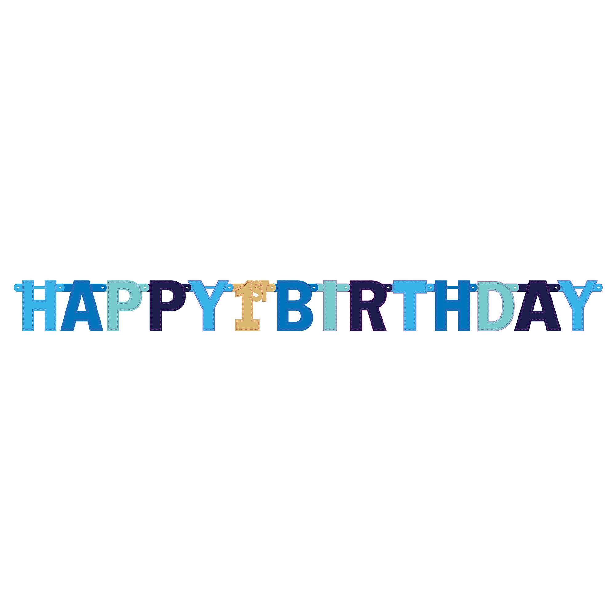 1st Birthday Blue Jumbo Foil Letter Banner - Party Decorations for Baby's First Birthday, Photo Backdrops & Celebration Events