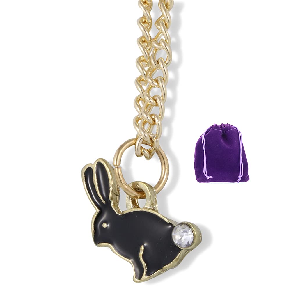 Sparkling Bunny Rabbit Charm Necklace with Rhinestone Tail - Elegant Snake Chain for Women - Perfect for Valentine's Day Gifts, Party Jewelry & Everyday Wear