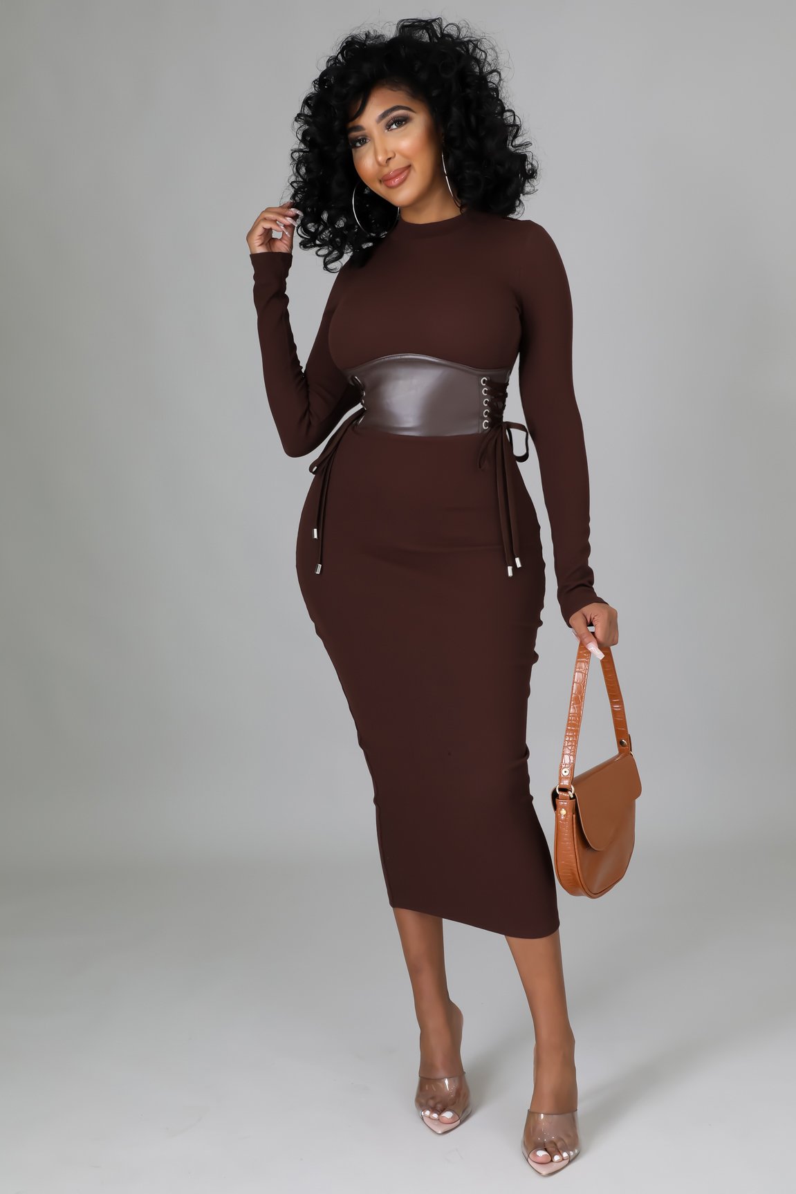 Jacquelyn Brown Dress for Women - Elegant Casual & Office Wear | Perfect for Parties, Weddings & Daily Outfits