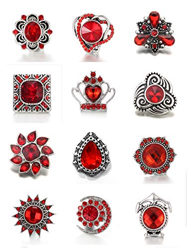 Lovglisten 12pcs Red Geometric Snap Jewelry Charms 18MM-20MM - DIY Bracelet & Necklace Making Supplies for Crafting, Fashion Accessories