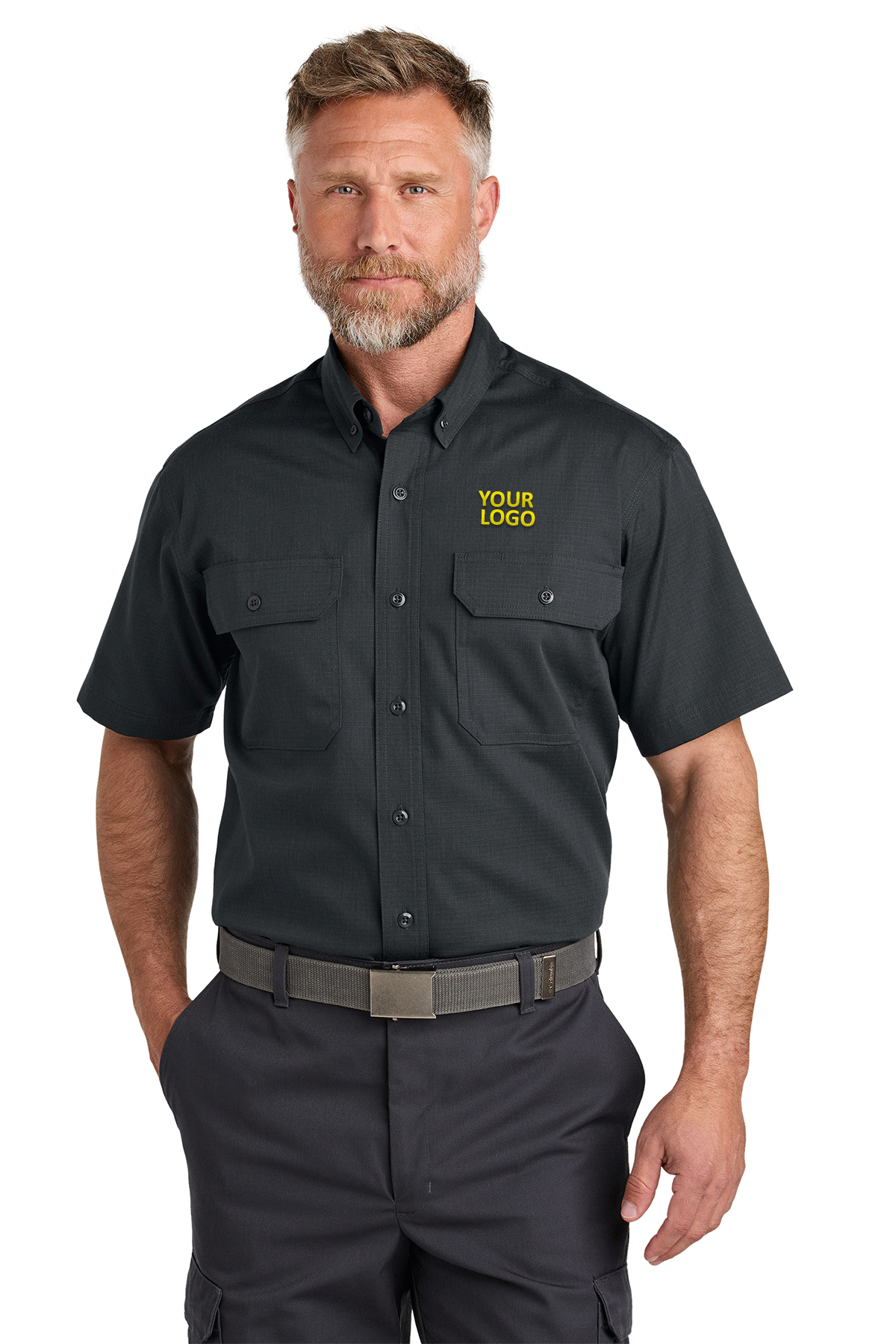 CornerStone Men's Short Sleeve Ripstop Shirts - Custom Fit, Durable Echo Steel Color - Perfect for Outdoor Adventures & Casual Wear