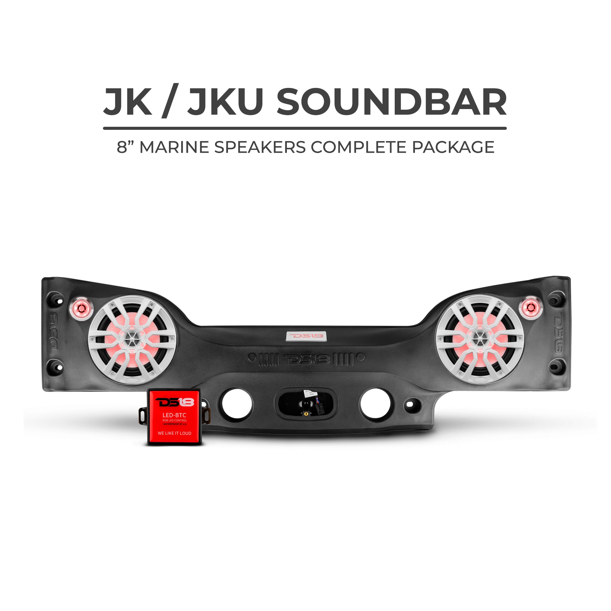 DS18 JKSBAR22LOADED Jeep JK & JKU Plug & Play Sound Bar Speaker System - Upgrade Your Jeep Wrangler Audio for Off-Road Adventures & Daily Commutes