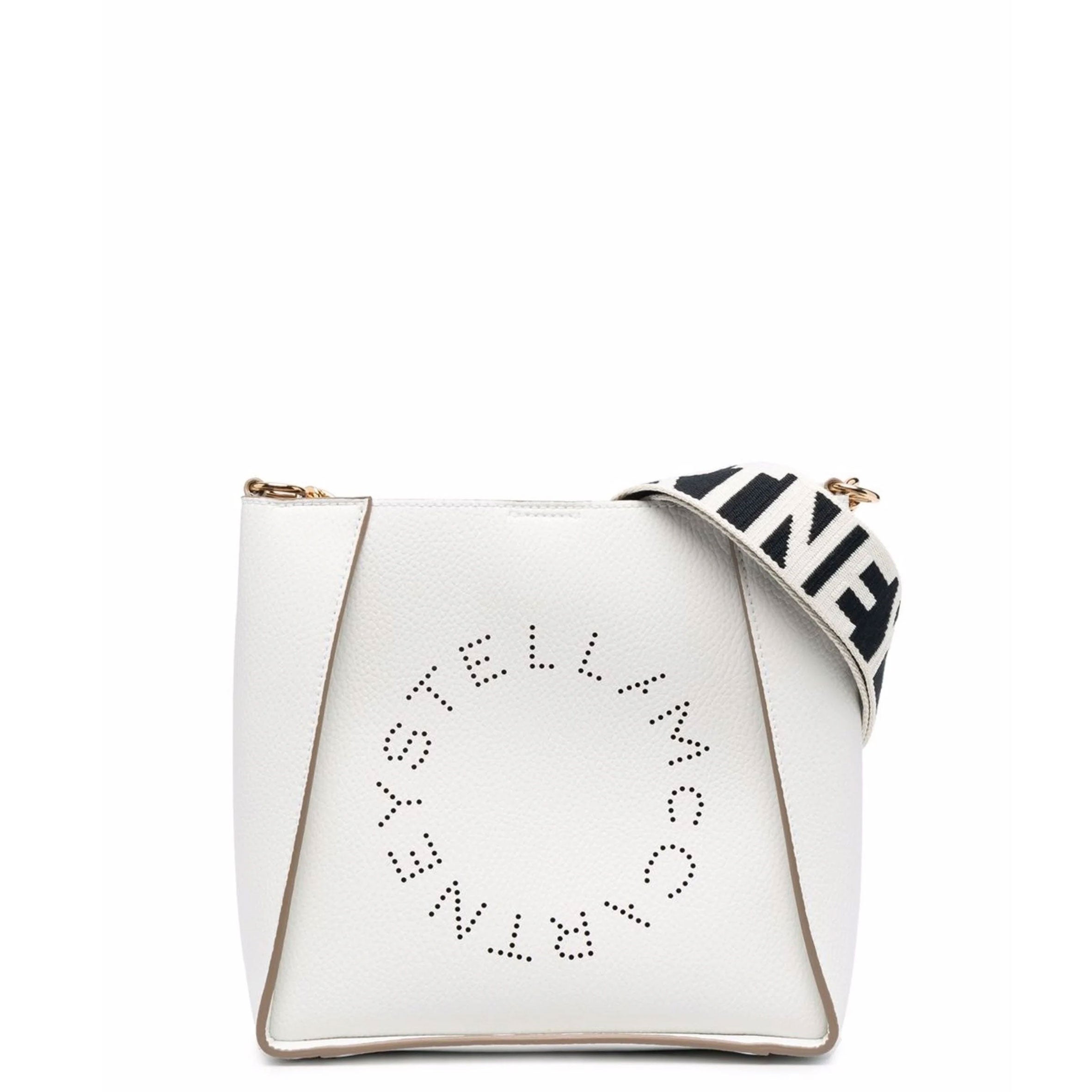 Stella Logo Mini Crossbody Hobo Bag - Grain Perforated Leather Purse for Women in White | Perfect for Everyday Use, Date Night & Travel Accessories