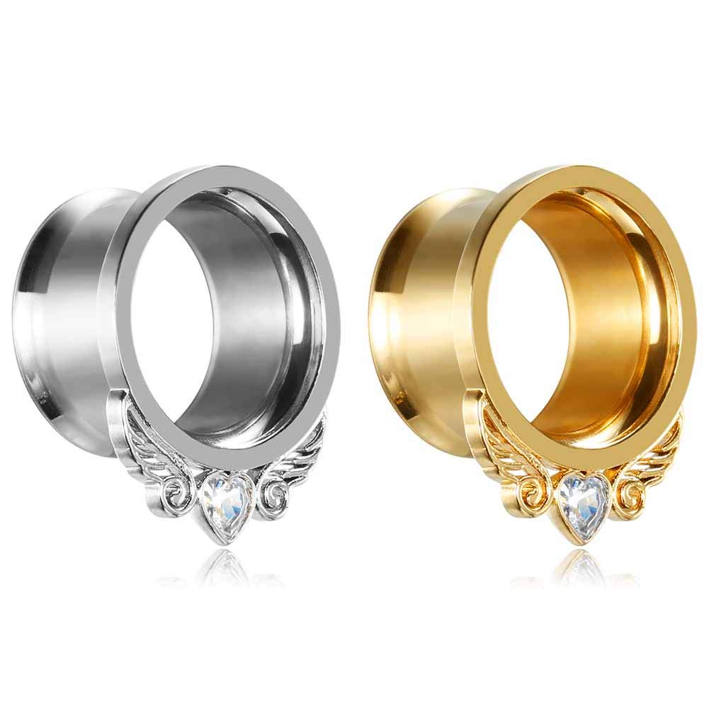 TBOSEN 1 Pair Stainless Steel Ear Gauges & Plugs - 2g to 1