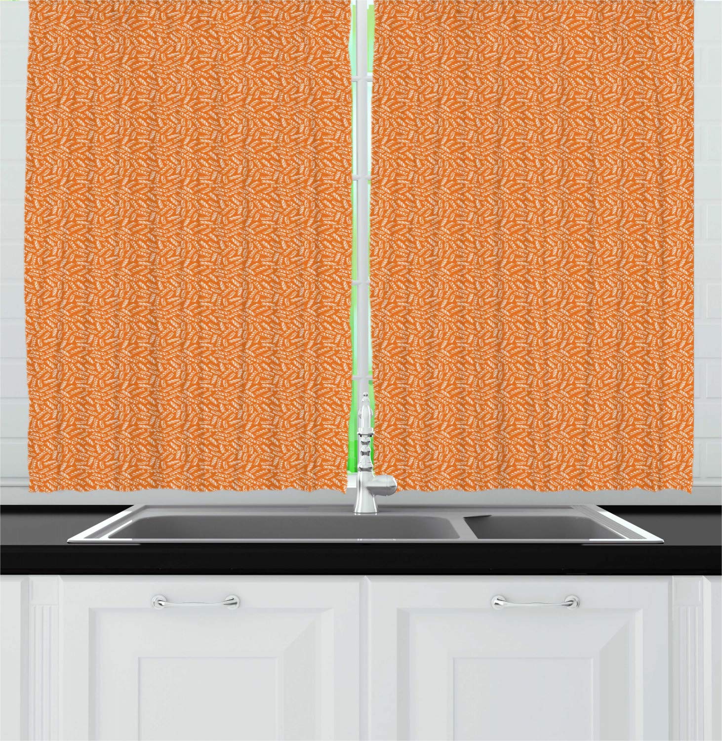Ambesonne Italy Kitchen Curtains - Fusilli Pasta Design, 55