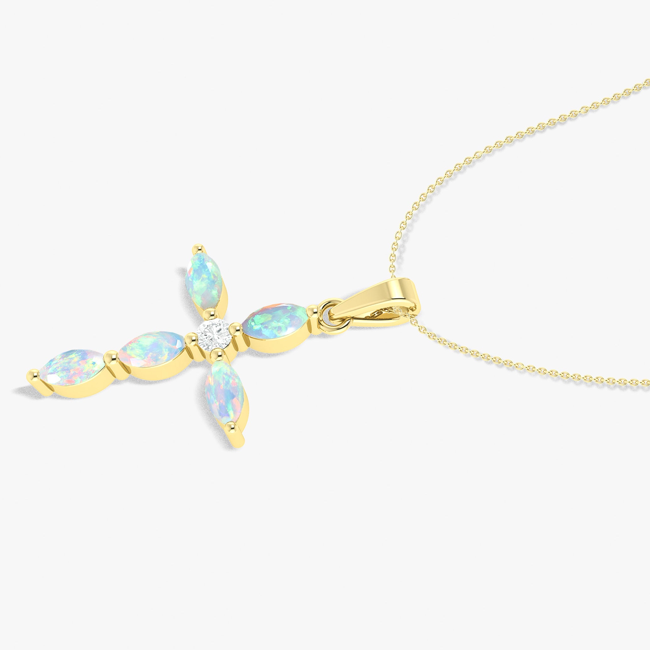 Natural Multi Fire Opal Marquise Shape Gemstone Pendant Necklace for Women - Elegant Handmade Jewelry Gift for Birthday, Anniversary & Special Occasions