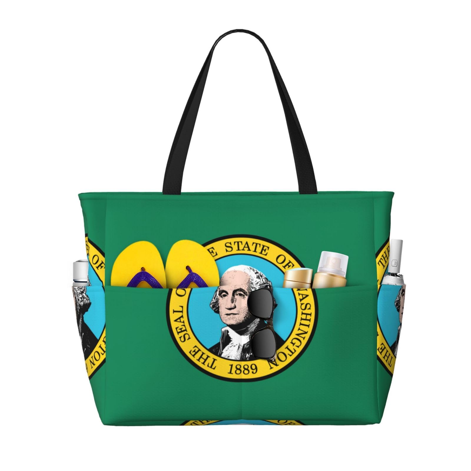 Washington Flag Beach Tote - Extra Large Travel Bag for Women | Beach & Outings