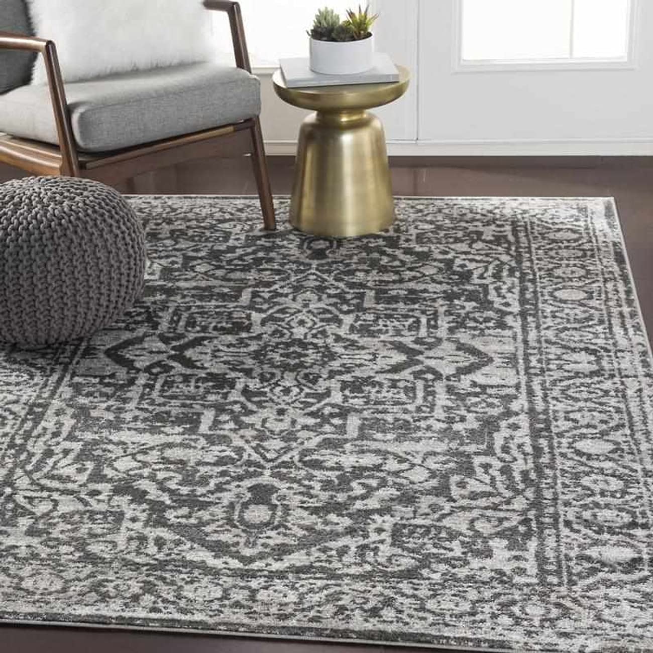 Mark&Day Emma Traditional Charcoal Area Rug 9x12 - Soft & Durable Carpet for Living Room, Bedroom, Kitchen - 8'10