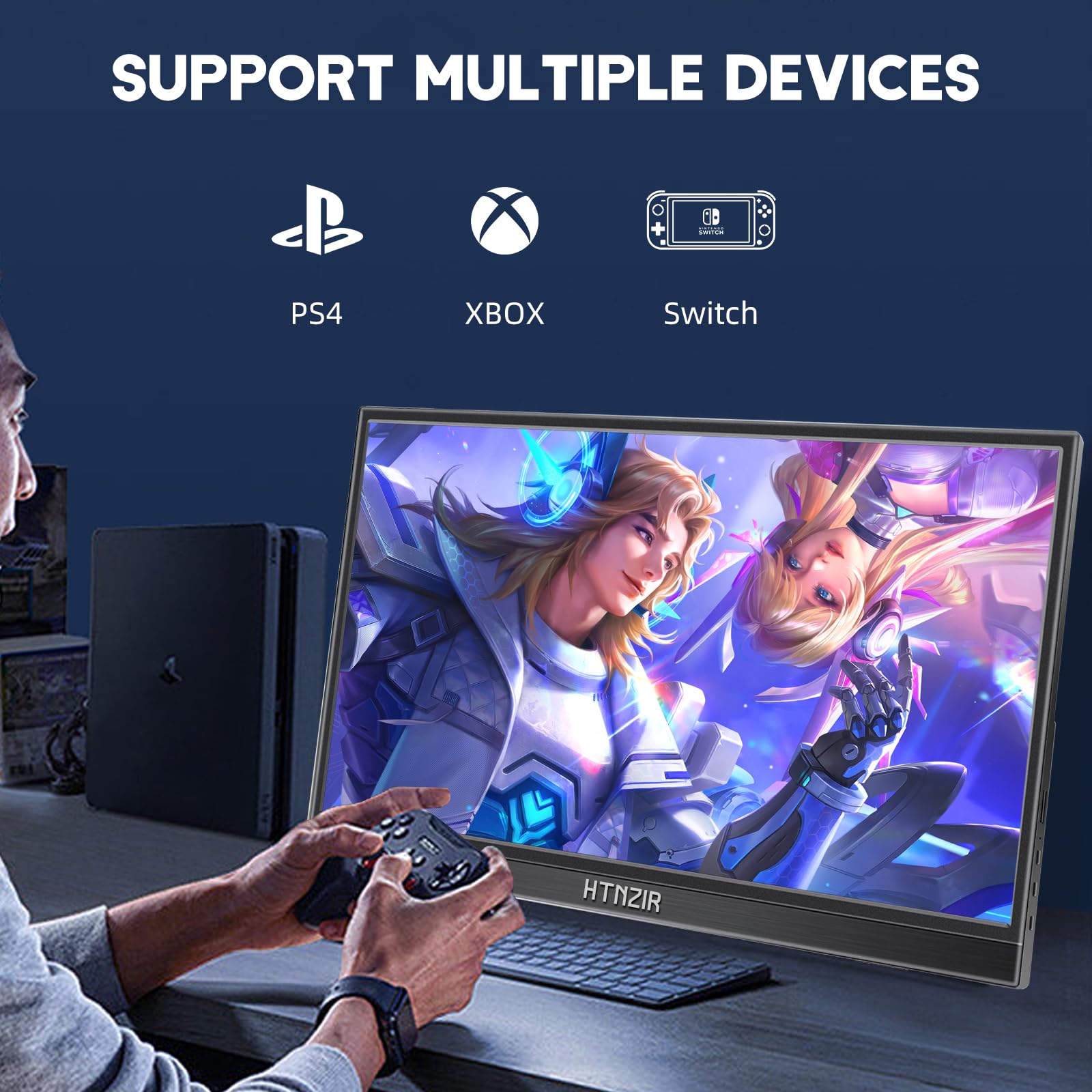 15.6 Inch Portable Touchscreen Monitor - FHD 1920x1080 USB-C HDMI External Display with HDR, Built-in Speakers & Kickstand - Plug & Play Second Screen for Laptop, PC, Mac, Phone, Xbox, PS5/PS4 - Perfect for Work, Gaming & Travel