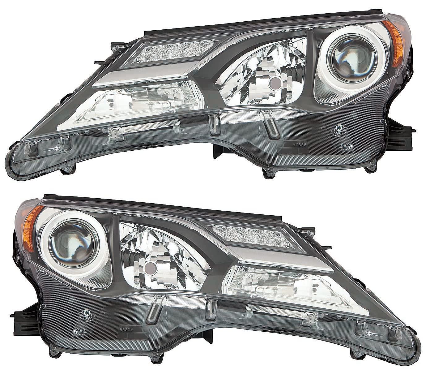 Toyota RAV4 Headlights Lamps Set 2013-2015 - Halogen Black Trim Replacement for Driver & Passenger Side | Compatible with Japan Built Models | Perfect for Night Driving & Foggy Conditions