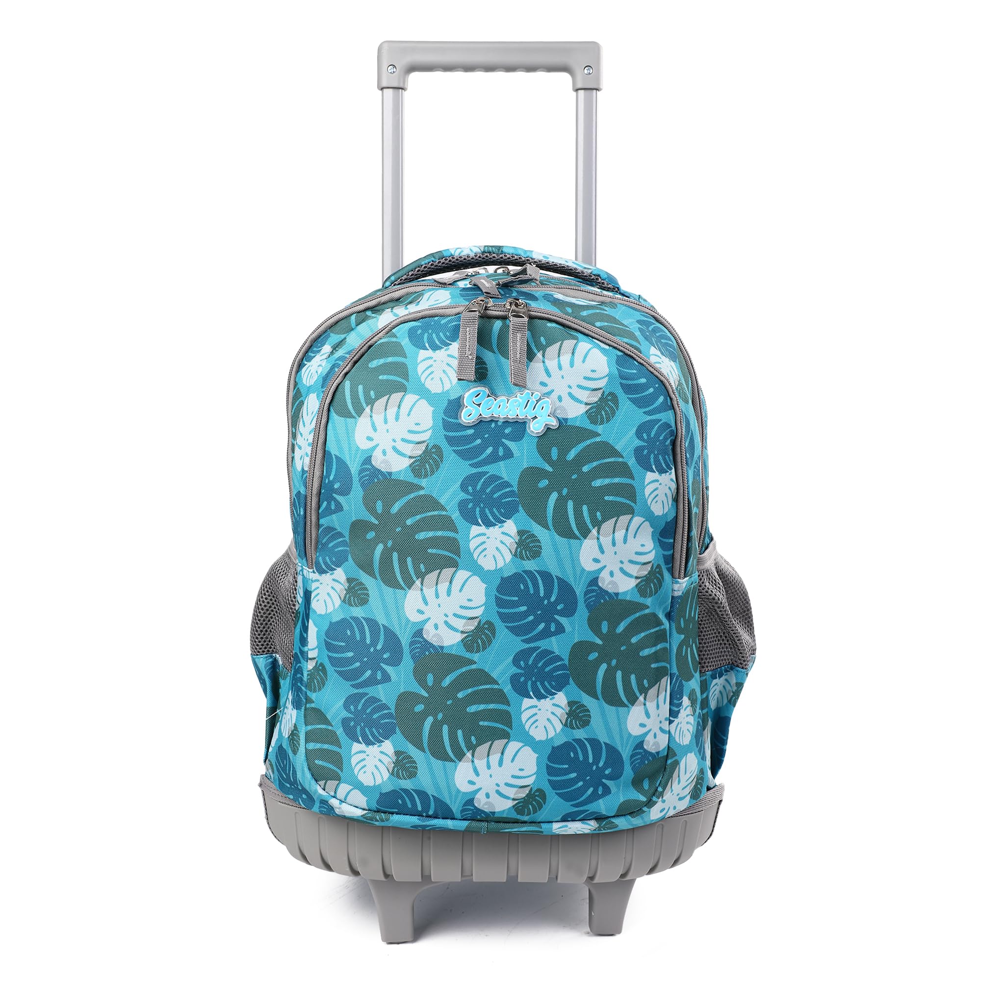 Seastig 18in Rolling Backpack for Girls & Boys - Wheeled School Backpack with Retractable Handle, Durable Kids Travel Bag for School, College, Airplane & Daily Commute