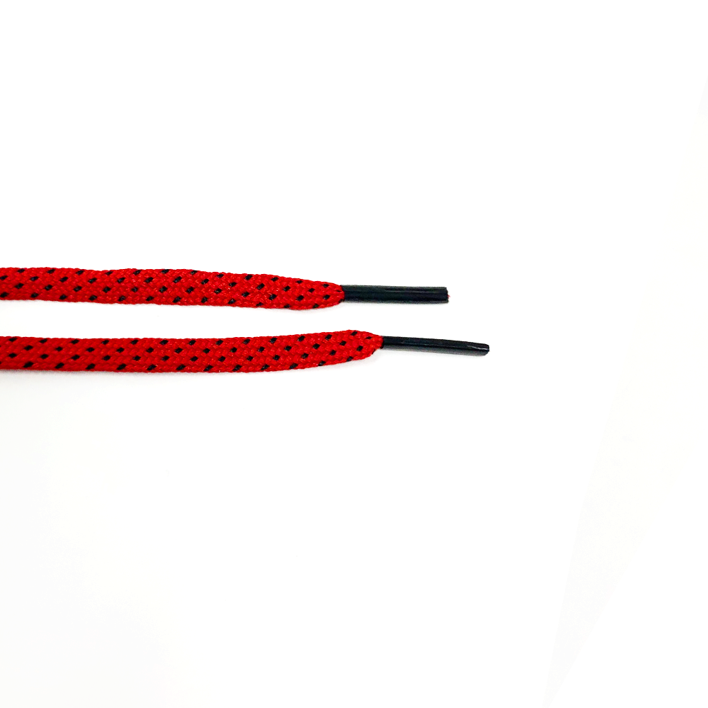 Red & Black Flat Ticked Sneaker Laces - Premium Shoelaces for Sneakers, Athletic Shoes & Casual Footwear - Perfect for Running, Walking & Everyday Wear