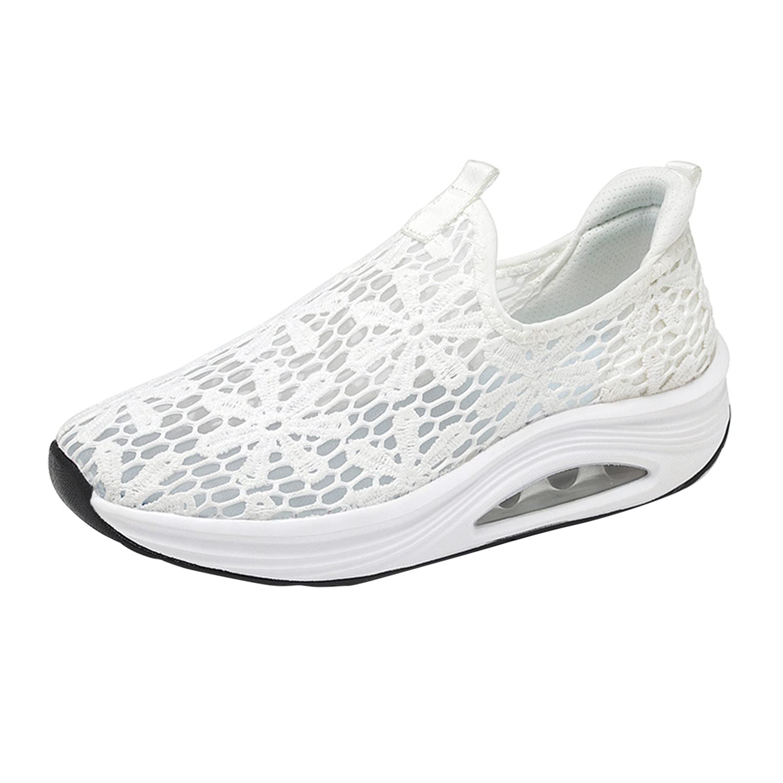 FAJIA Women's White Slip-On Sneakers - Round Toe Casual Sports Shoes with Thick Comfortable Sole for Summer Fashion | Perfect for Walking, Running, and Everyday Wear