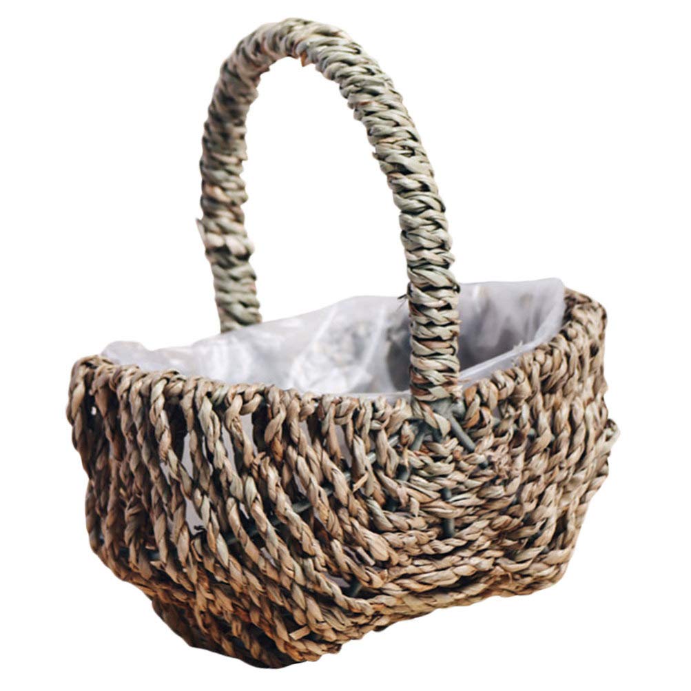 YARNOW Woven Storage Basket with Handles - Easter Basket, Wedding Flower Girl Basket, Wicker Laundry Hamper, Rustic Home Decor for Living Room, Bedroom & Bathroom Organization