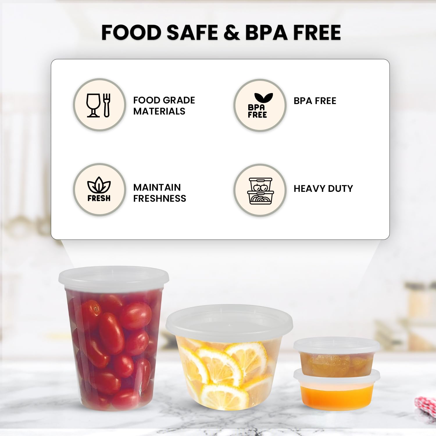 Klex 8 Oz (12 Sets) BPA-Free Heavyweight Plastic Meal Prep Containers with Airtight Lids - Freezer, Dishwasher & Microwave Safe Round Food Storage Containers for Soup, Leftovers & Meal Prep | Ideal for Home, Office & Restaurant Use